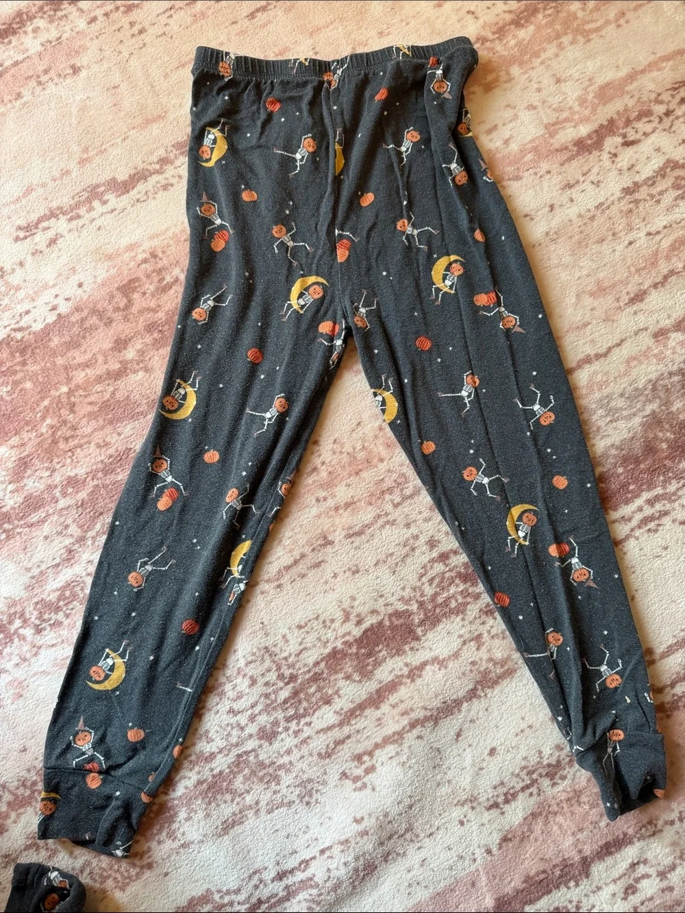 Kids Black Moon & Rocket Pajama Set with Orange Accents